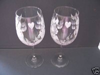 HAND PAINTED Wine Glasses Wedding or Anniversary Gift