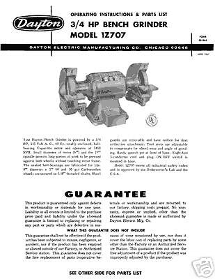 dayton 4z909c grinder user manual