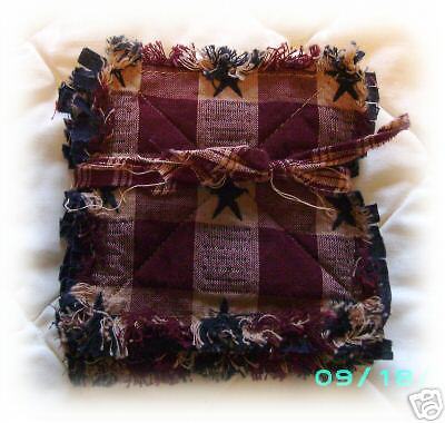 PRIMITIVE HOMESPUN AMERICANA STAR Rag Coasters  