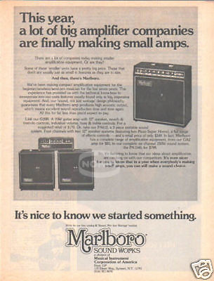 MARLBORO GUITAR AMP PINUP AD vintage 70s combo G 20R  