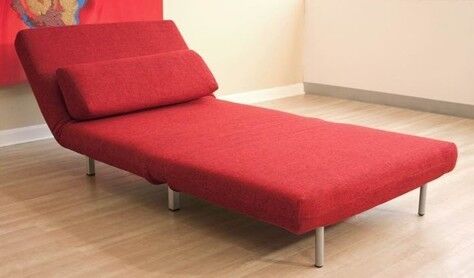 Red Fabric Convertible Chair Bed/ Lounge Chair/sofa Bed  