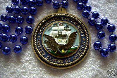 DEPARTMENT of the NAVY MEDALLION MILITARY MARDI GRAS NECKLACE BEAD 