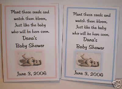 Personalized Boy / Girl Baby Shower Seed Packets Favors  