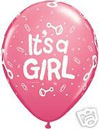   Its A GIRL (6) Latex Helium Quality Balloons Baby Shower Party  