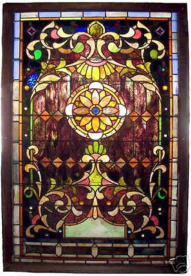 Stunning 19th C. American Stained Glass Landing Window  