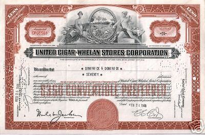 RICH CIGAR BROWN ART DECO UNITED CIGAR STORES STOCK CERT RARE TYPE 