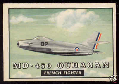 1952 Topps Wings #104, MD 450 Ouragan Jet, Mint 8 or 9  