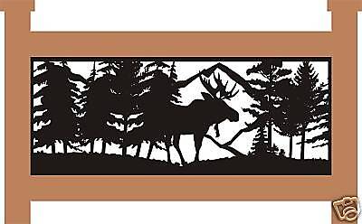 Log Home Balcony Panel Moose Trees Mountain Black  