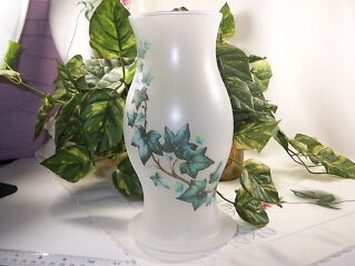 FROSTED GLASS IVY HURRICANE 2 PIECE CANDLEHOLDER  