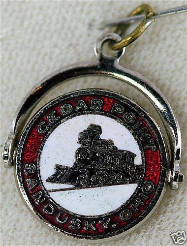 VINTAGE STERLING SILVER ENAMEL CEDAR POINT TRAIN CHARM  