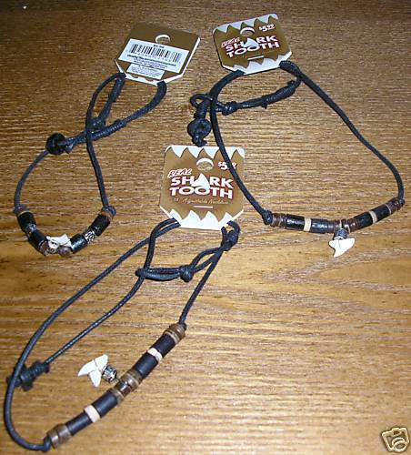 B2 LOT OF 3 REAL SHARK TOOTH 18 ADJUSTABLE NECKLACES  
