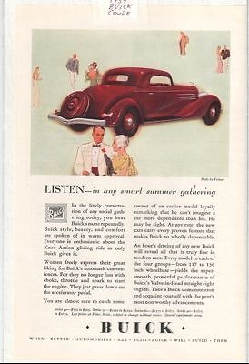 1934 VINTAGE BUICK COUPE SERIES 40 OLD ORIGINAL AD  