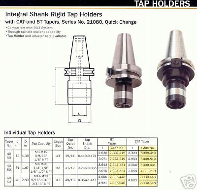 BT 40 CNC Mill Bison Rigid Tap Holder Chuck Size # 2  