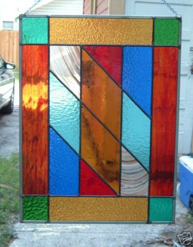 MULTICOLOR STAINED GLASS PANEL   KITCHEN CABINET INSERT  