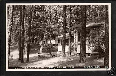 CheteK Wisconsin c39 RPPC Walton Lodge Prairie Lake WI  