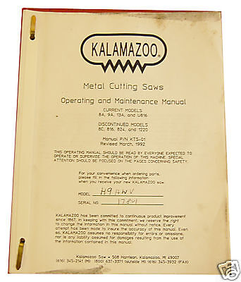 Kalamazoo Model 8A,8C,9A,13A,U816,816,824,1220  