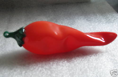 LARGE HANDCRAFTED CHILI PEPPER ORNAMENT BLOWN GLASS  