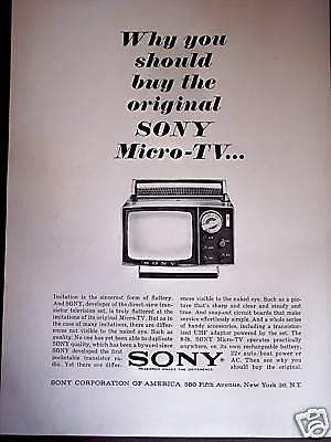1964 SONY Micro TV mini portable Television print ad  