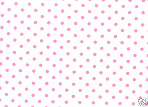 YARD Poly/Cotton FABRIC SS 0.27 Inch Pink Dot / White  