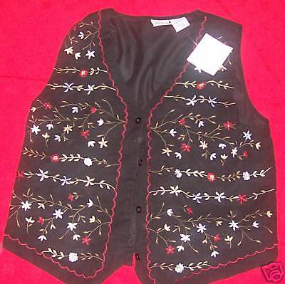 GLORIOUS RICH BOBBIE BROOKS VEST BLACK L CORDUROY GREAT  