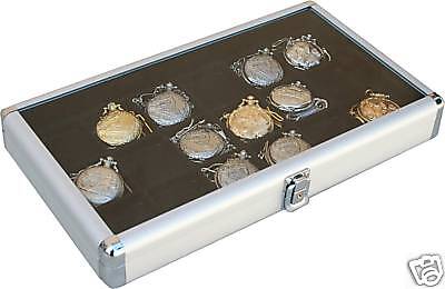 2 Pocket Watch Display Case Storage Box with 8 compartment glass top