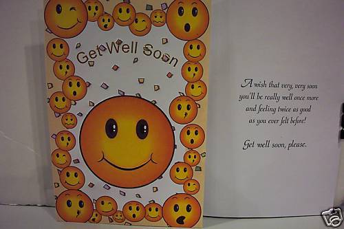 smiley face greeting card GET WELL SOON happy smile  
