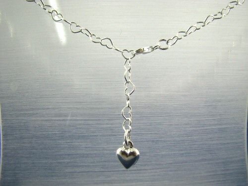 Sterling Silver Body Belly Chain & Heart Charm, 40 inch  