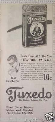 PATTERSONS TUXEDO PIPE TOBACCO VINTAGE OLD 1919 AD  