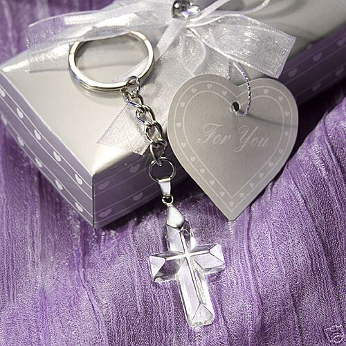 72 Choice Crystal Cross Key Chains Favors  