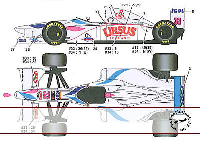 STUDIO 27 TEAM PACIFIC PR01 TAMIYA 1/20 BENETTON B192  