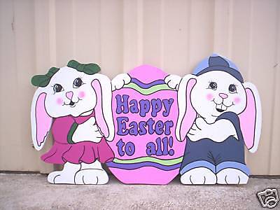BUNNY COUPLE with EGG * EASTER Yard Art Decoration  