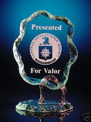 CIA FBI or DEA ETCHED GLASS AWARD FOR VALOR or MERIT  