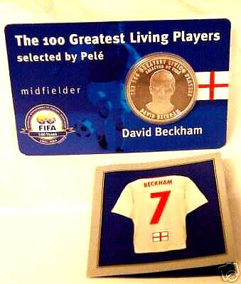 FIFA PELE SOCCER BECKHAM LIMITED SILVER PROOF COIN MEDAL New  