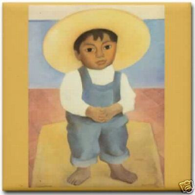 Diego Rivera Mexican Boy Ignacio Art Ceramic Tile