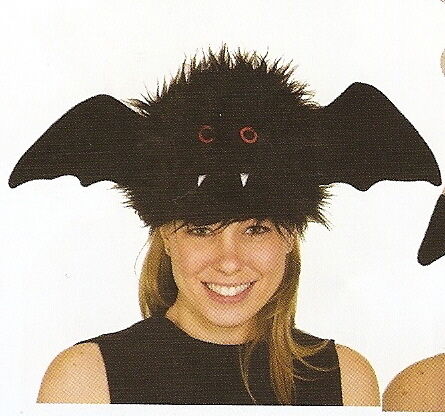 NEW Furry Black Halloween BAT COSTUME HAT night flyer  