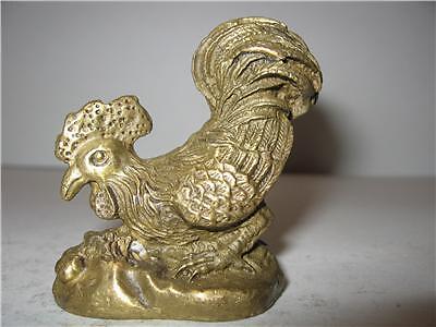 Bronze Rooster Bird Figurine Statue Feng Shui Protects  