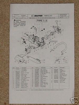 Snapper S1634 Chainsaw Illustrated Parts List Manual  