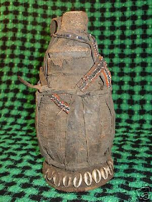 Very Old Ethiopian Milk Jug With Cowry Shells & Beads  