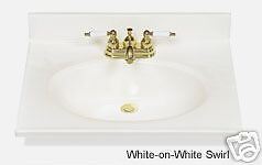 25 x 22 Cultured Marble Vanity Top Bathroom Sink Drain  