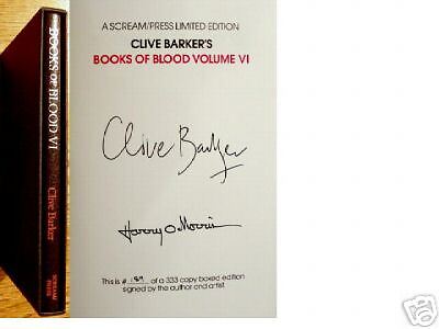 CLIVE BARKER BOOKS OF BLOOD VI SIGNED X2 LIMITED SCREAM PRESS  