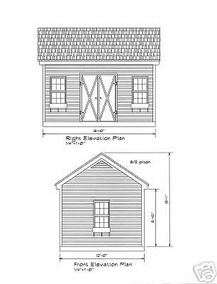 SHED PLANS / BLUEPRINTS   14X10 GABLE W/ FRONT DOOR  