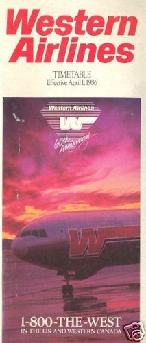 Airline Timetable   Western   01/04/86  