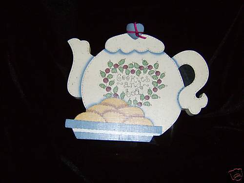 Tole Painted/Hand Painted Cookies & Tea Cookie Jar New  