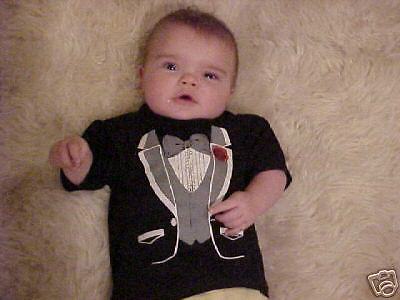 BABY FAMOUS TUXEDO T SHIRT FORMAL BLACK INFANT 12 mo  