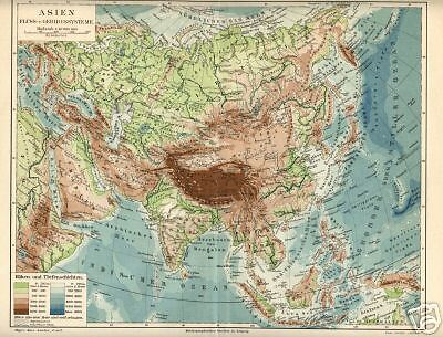 1893= ASIA FISICA= ANTICA MAPPA= OLD MAP on PopScreen