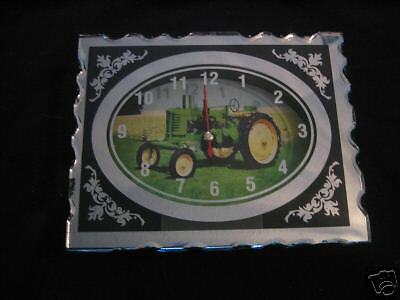 Glass Farm Tractor Shelf Mantle Mirrored Clock  