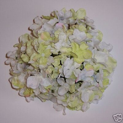 LARGE RUFFLE HYDRANGEA SILK FLOWER BROOCH   CREAM GREEN  