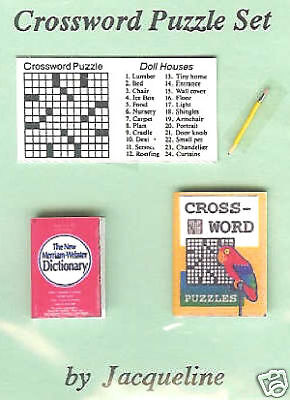 DOLLHOUSE MINI CROSSWORD PUZZLE BOOK DICTIONARY PENCIL  