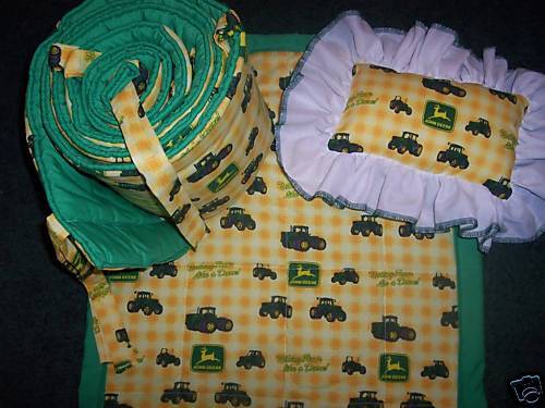 BABY CRADLE BEDDING CLASSIC YELLOW JOHN DEERE FABRIC  