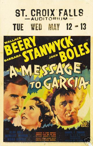 MESSAGE TO GARCIA MOVIE POSTER Barbara Stanwyck RARE  